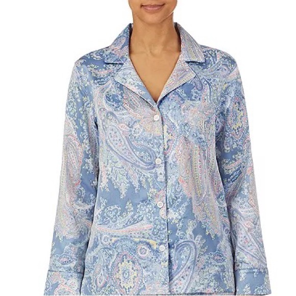 Polo Ralph Lauren Other - Lauren Ralph Lauren NWT Satin Paisley Pajama Top Long Sleeve Sleepwear Size S